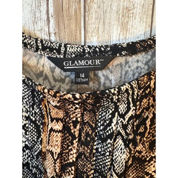 Glamour Brown Black Reptile Print Sleeveless Maxi Dress Size 14 - Picture 9 of 9